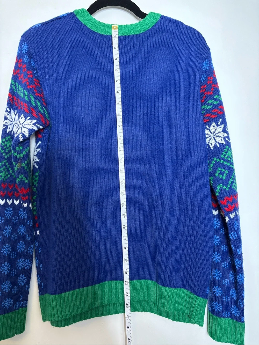 Men's Blue Pug Santa Crewneck Sweater - Holiday Knit Pullover